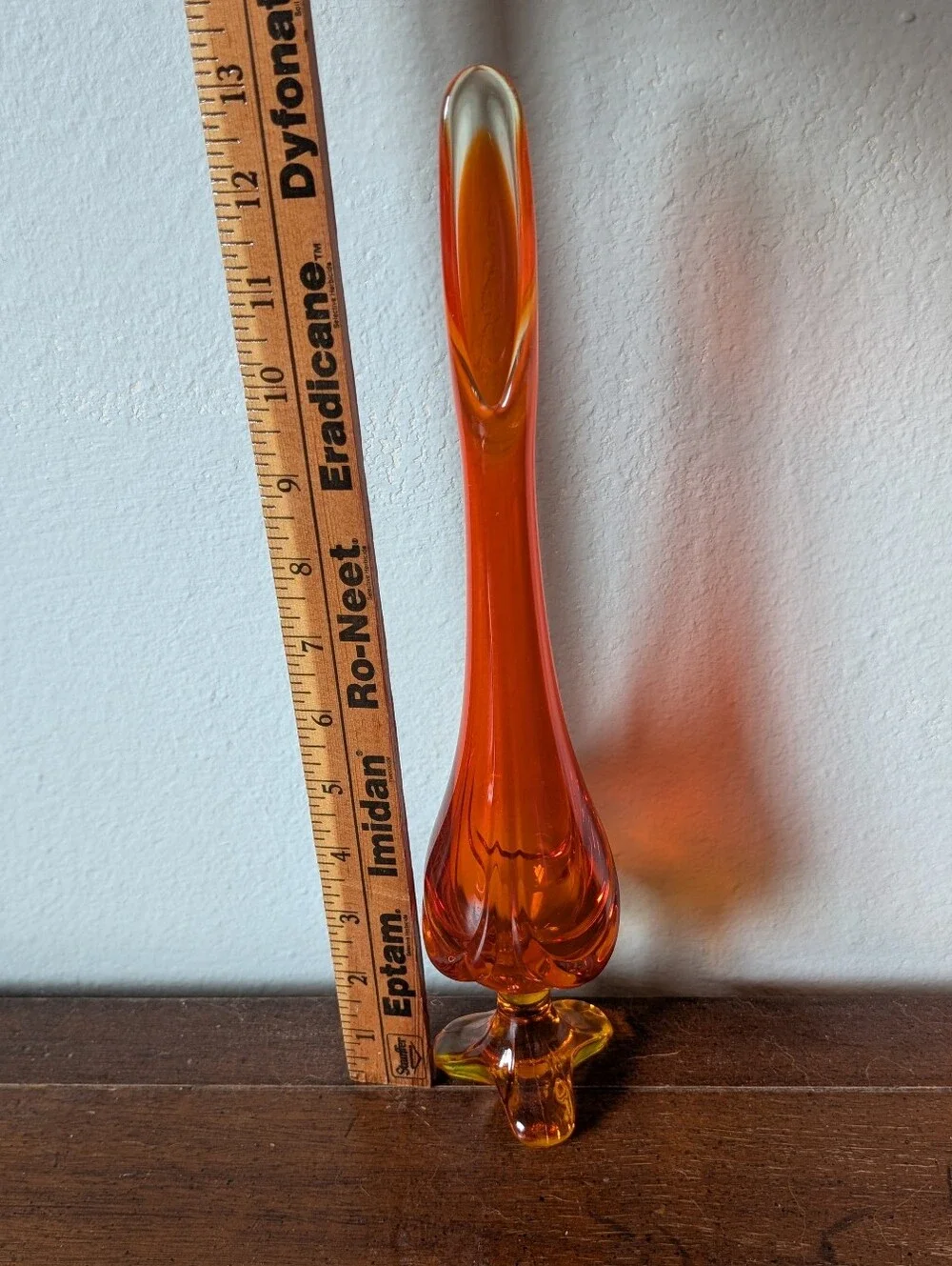 Vintage Viking Glass Persimmon 3 Toed Drape Swung Vase